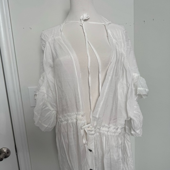 NEW Sheer Button-Down Cover-Up Kaftan Boho Kimono Coastal Cowgirl prarie Os - Picture 7 of 12